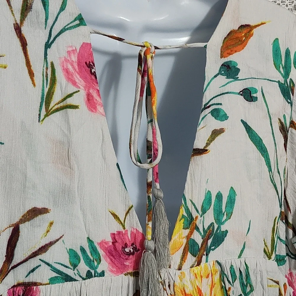 By Together Floral Mini Dress in Cream and Pink - Picture 7 of 13